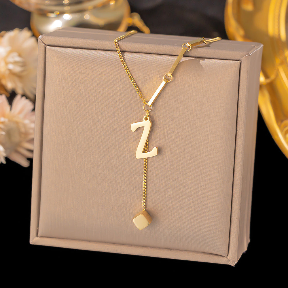 26 letter non-fading titanium steel necklace