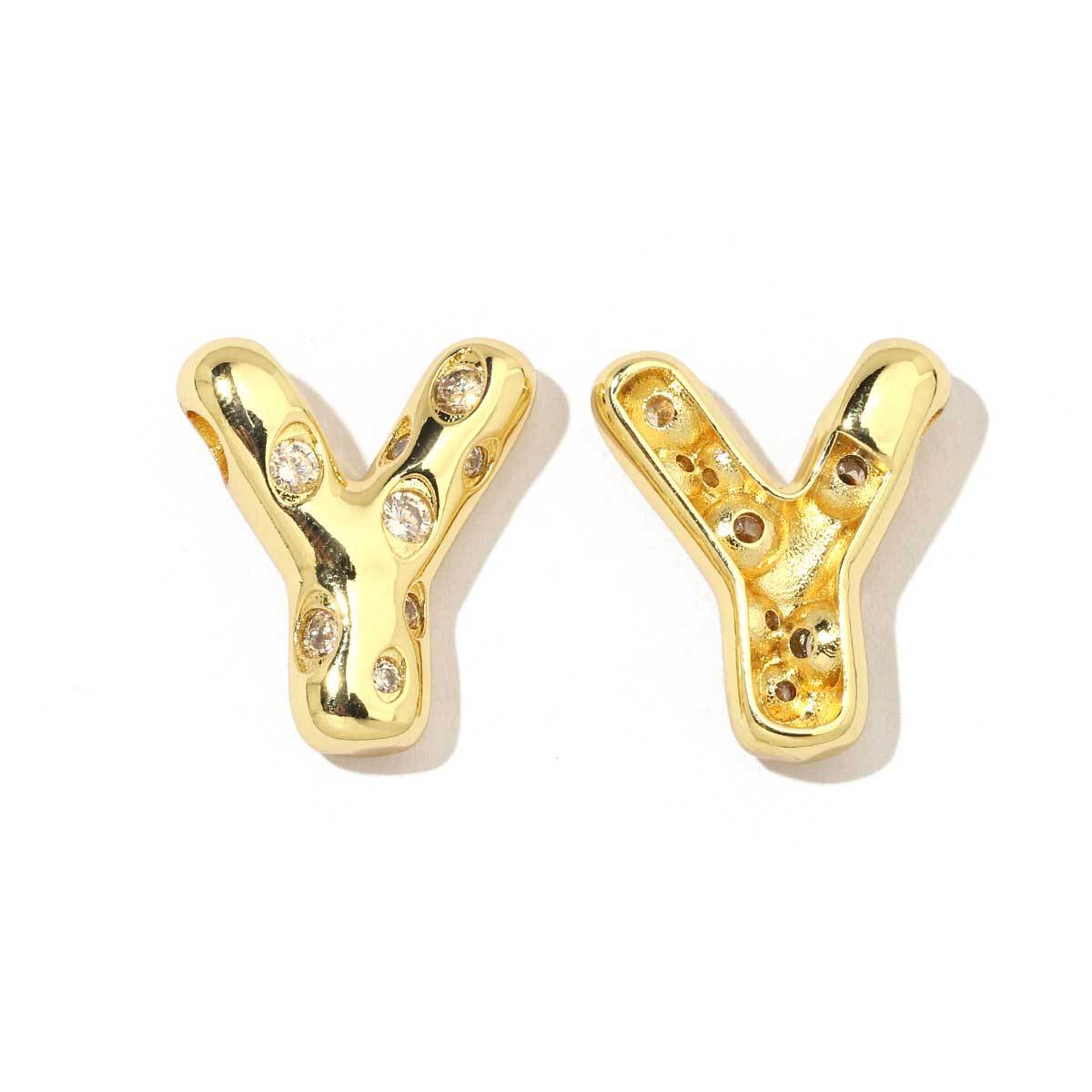 18K real gold copper inlaid zircon 26 letter pendant.