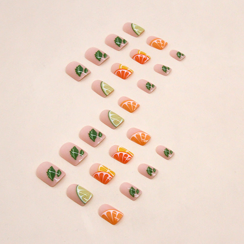 Short Square Lemon Fake Nails