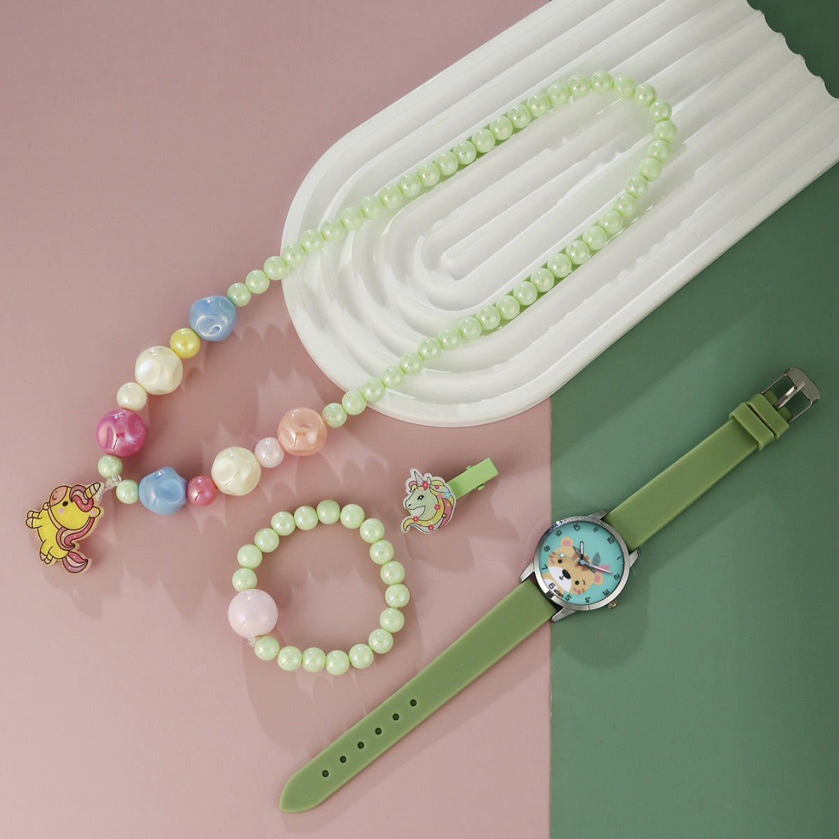 Silicone watch unicorn women's jewelry set
