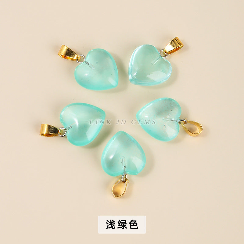 16Mm magic color glazed love-shaped glass pendant