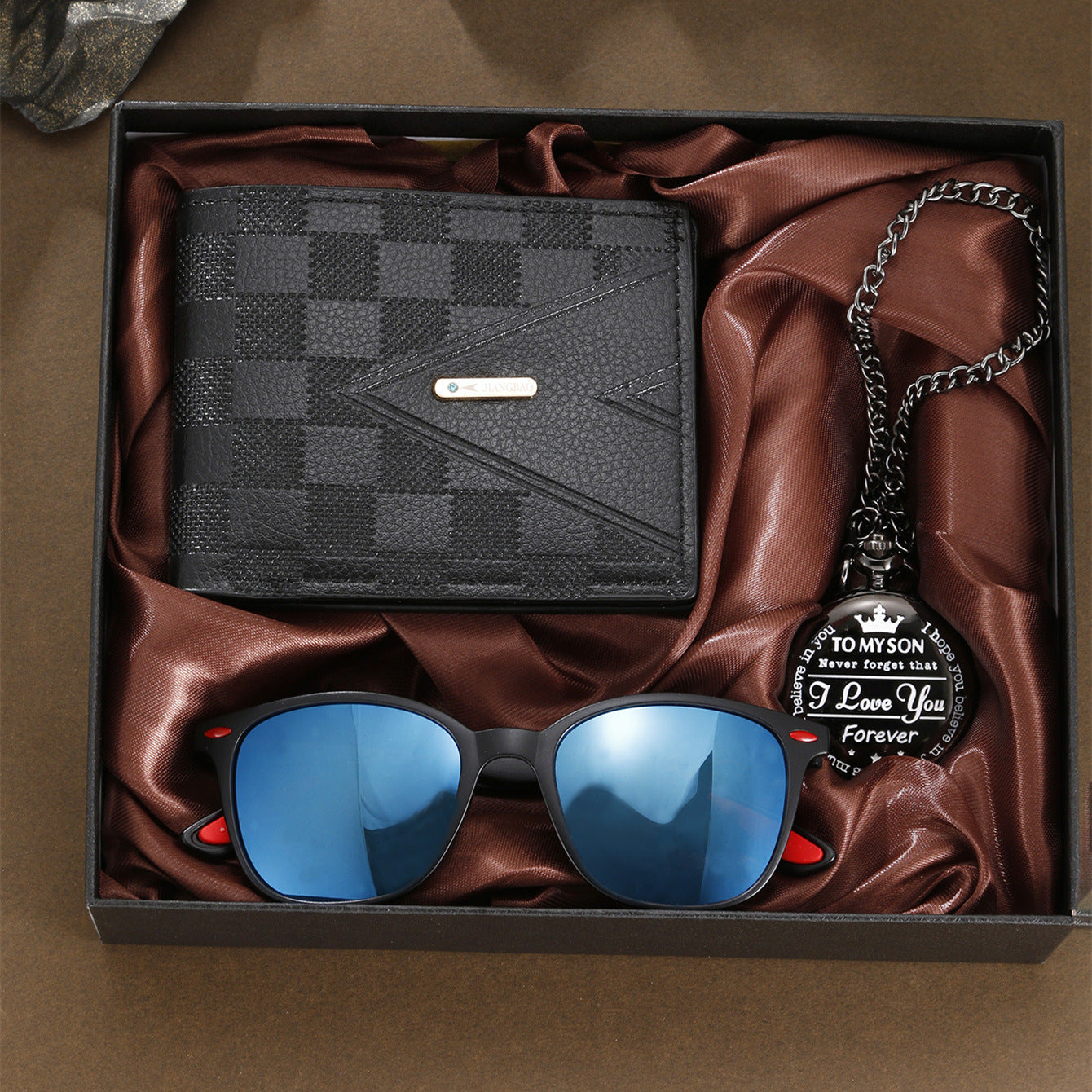 Pocket watch wallet sunglasses 3-piece combination set