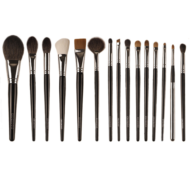 Juego de brochas de maquillaje de pelo de animal Qingyun de 15 piezas