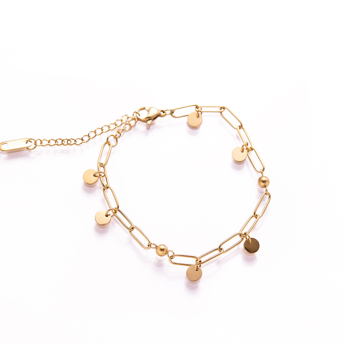 Women's Titanium Steel Waterdrop & Round-Bead Bracelet — Non-Fading