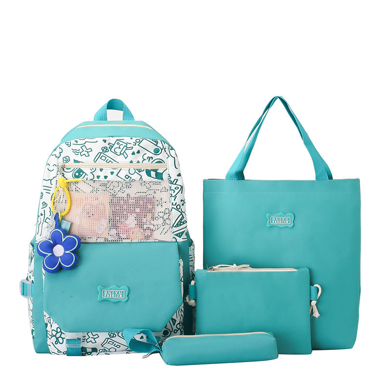 Mochila escolar de gran capacidad para estudiantes de 4 piezas