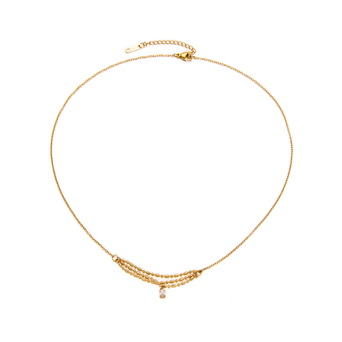 Women's 18K Gold-Plated Titanium Steel Smile Zircon Collarbone Necklace