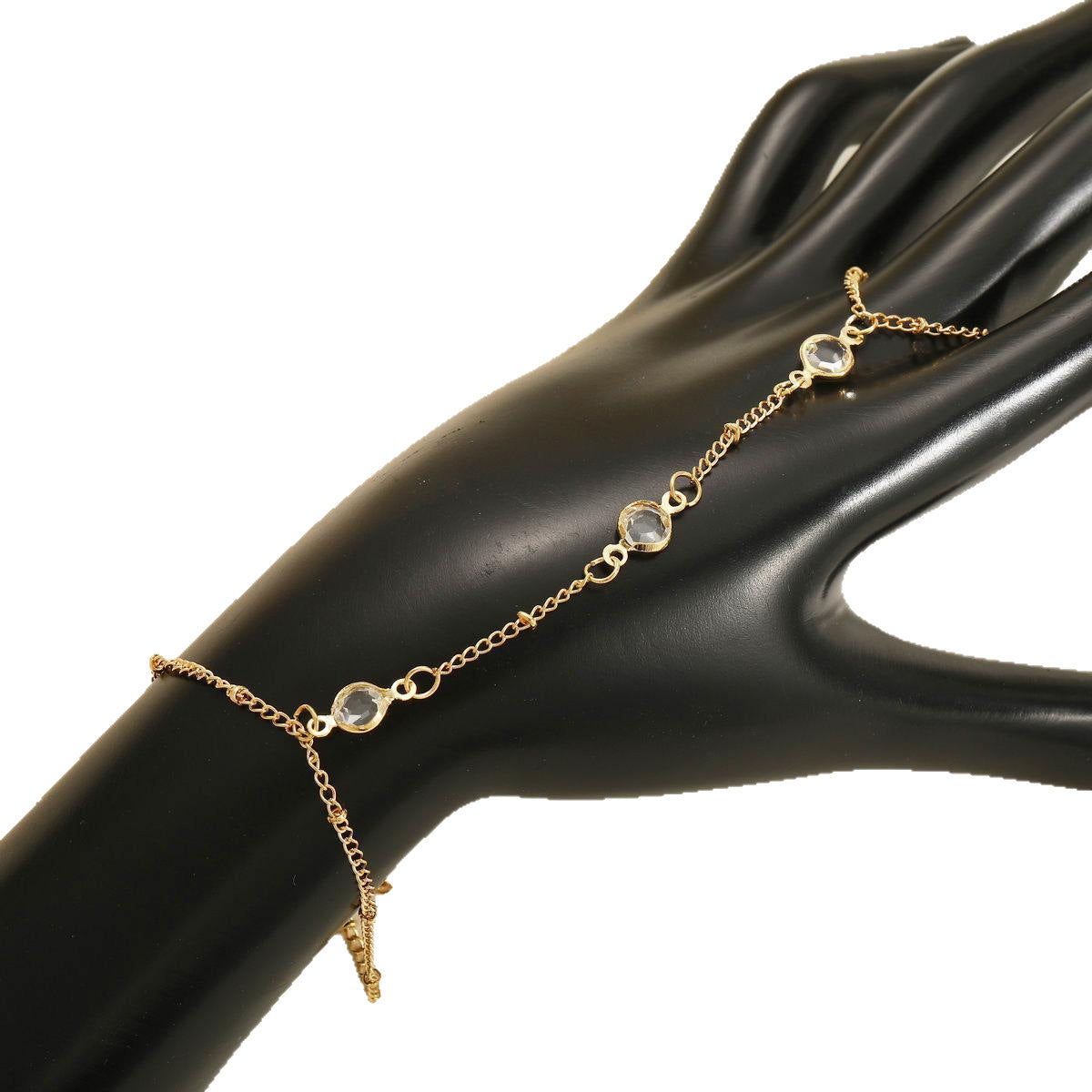 Rhinestone Finger Chain Bracelet