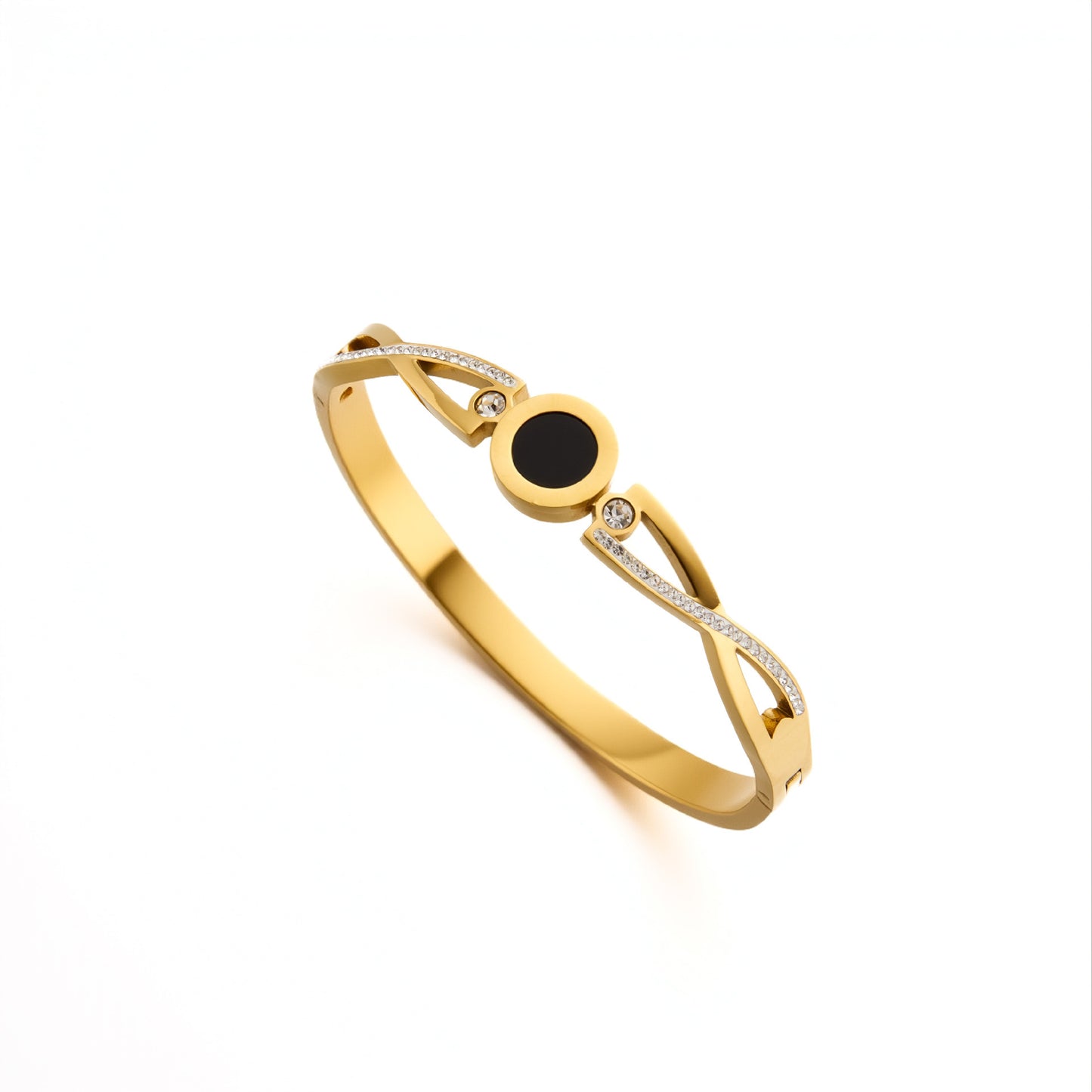 Non-Fading Titanium Steel Roman Numeral Bracelet with Pave Cross