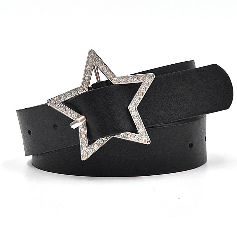 Pentagram Rhinestone Buckle Belt