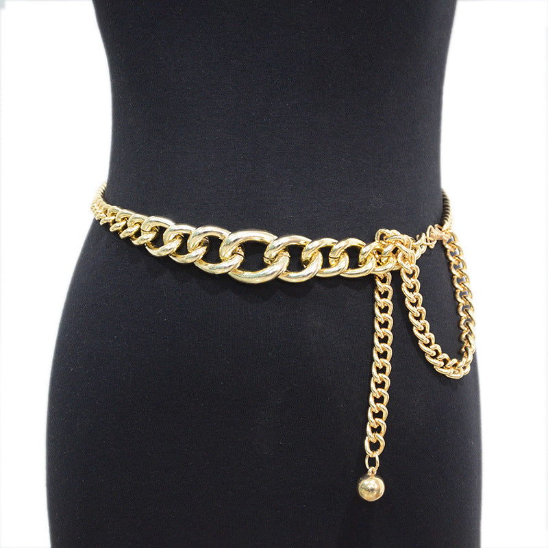 Punk style chain metal thin waist chain