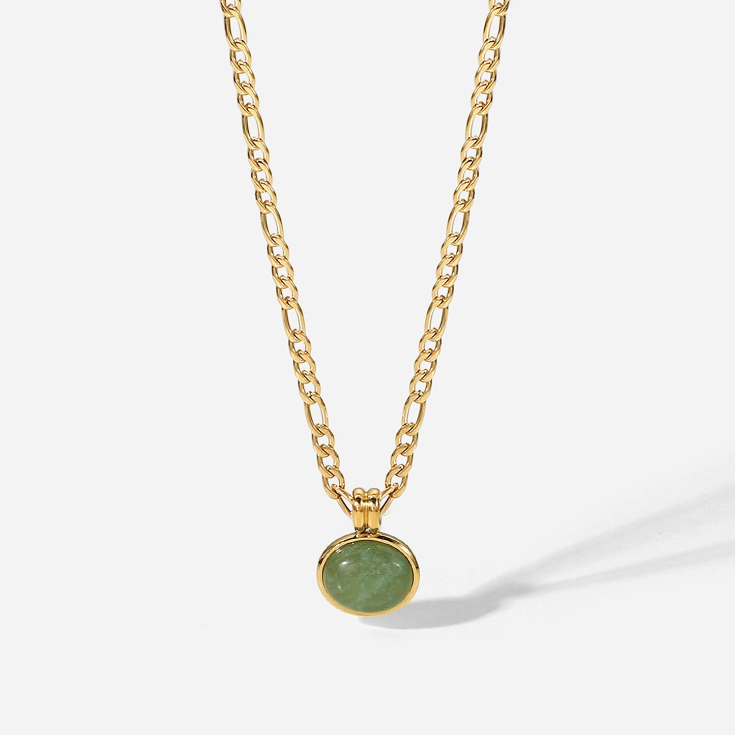 14K Green Aventurine Round Pendant Necklace