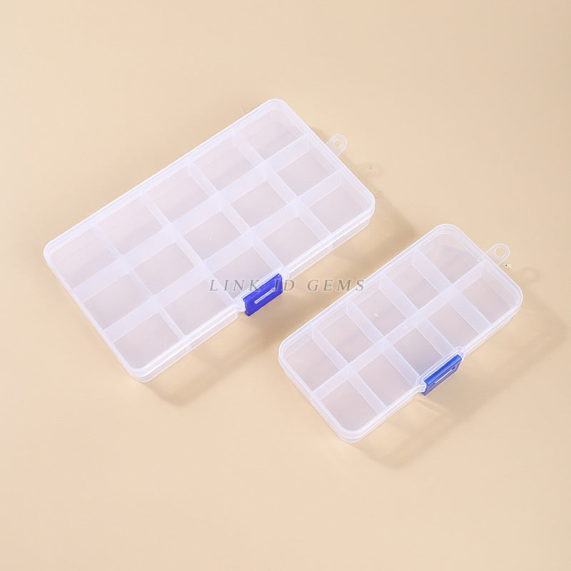 Caja de almacenamiento transparente de plástico PP de 10 rejillas y 15 rejillas