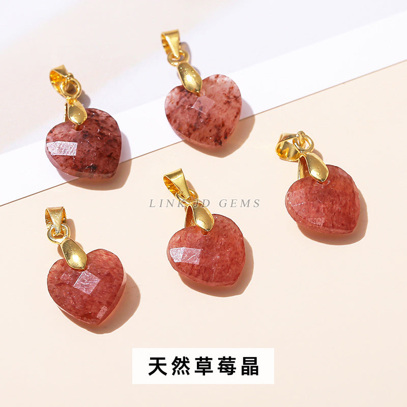 Colgante de corazón de amor tallado en cristal natural de 12 mm