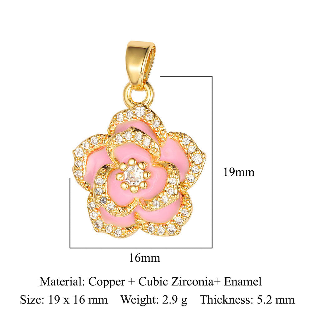 Palm flower sun color zirconium copper pendant