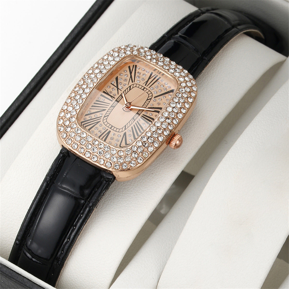 Watch 5-piece rhinestone jewelry set
