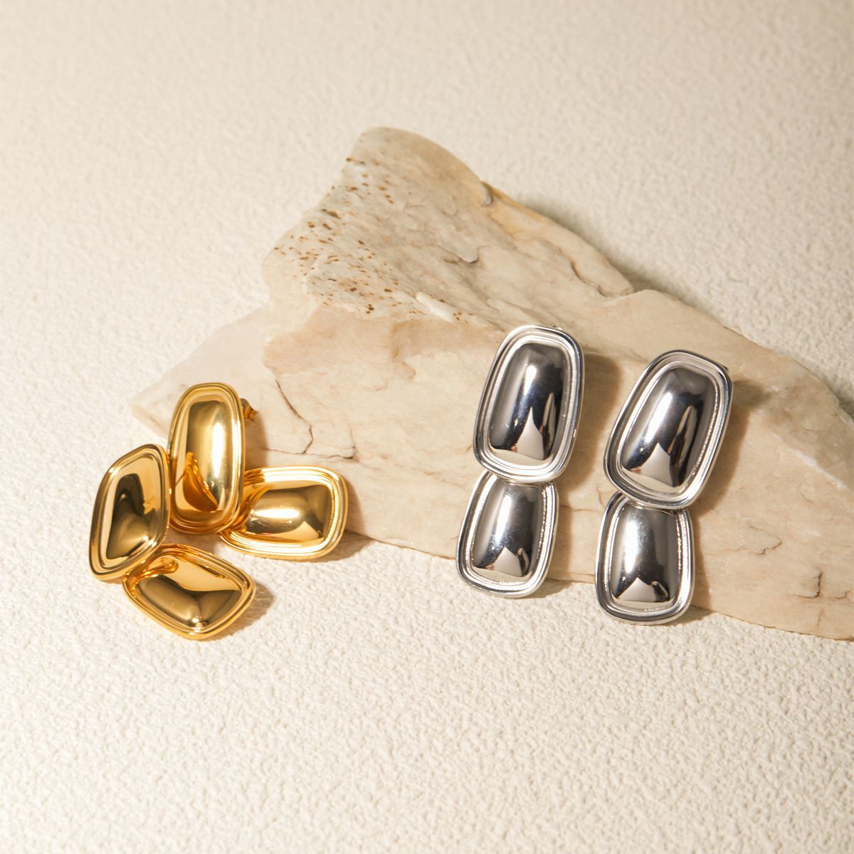 Rectangular Pendant Titanium Steel Earrings