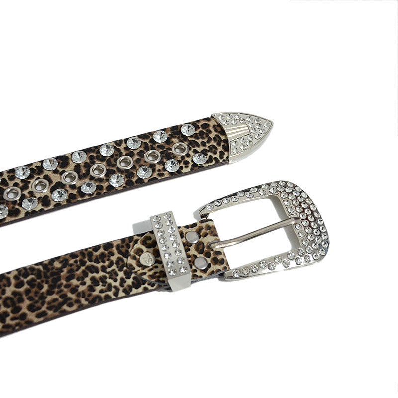 Rhinestone inlaid perforated belt