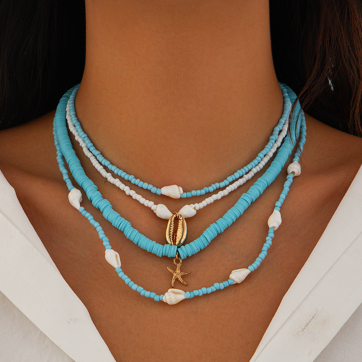 Beach Shell Pendant Multi-layer Necklace