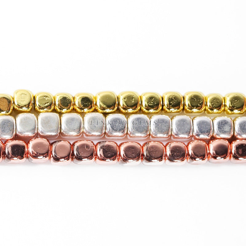 2/3/4 mm electroplated black gallstone rounded square loose beads