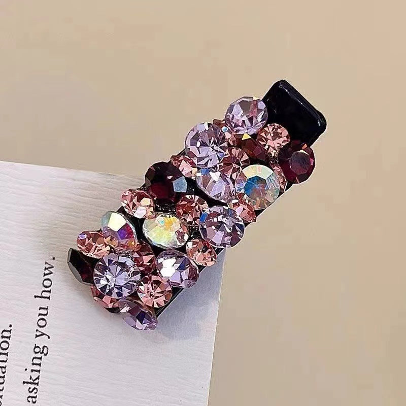 Pinza para el pelo elegante con clip lateral de diamantes de imitación de colores