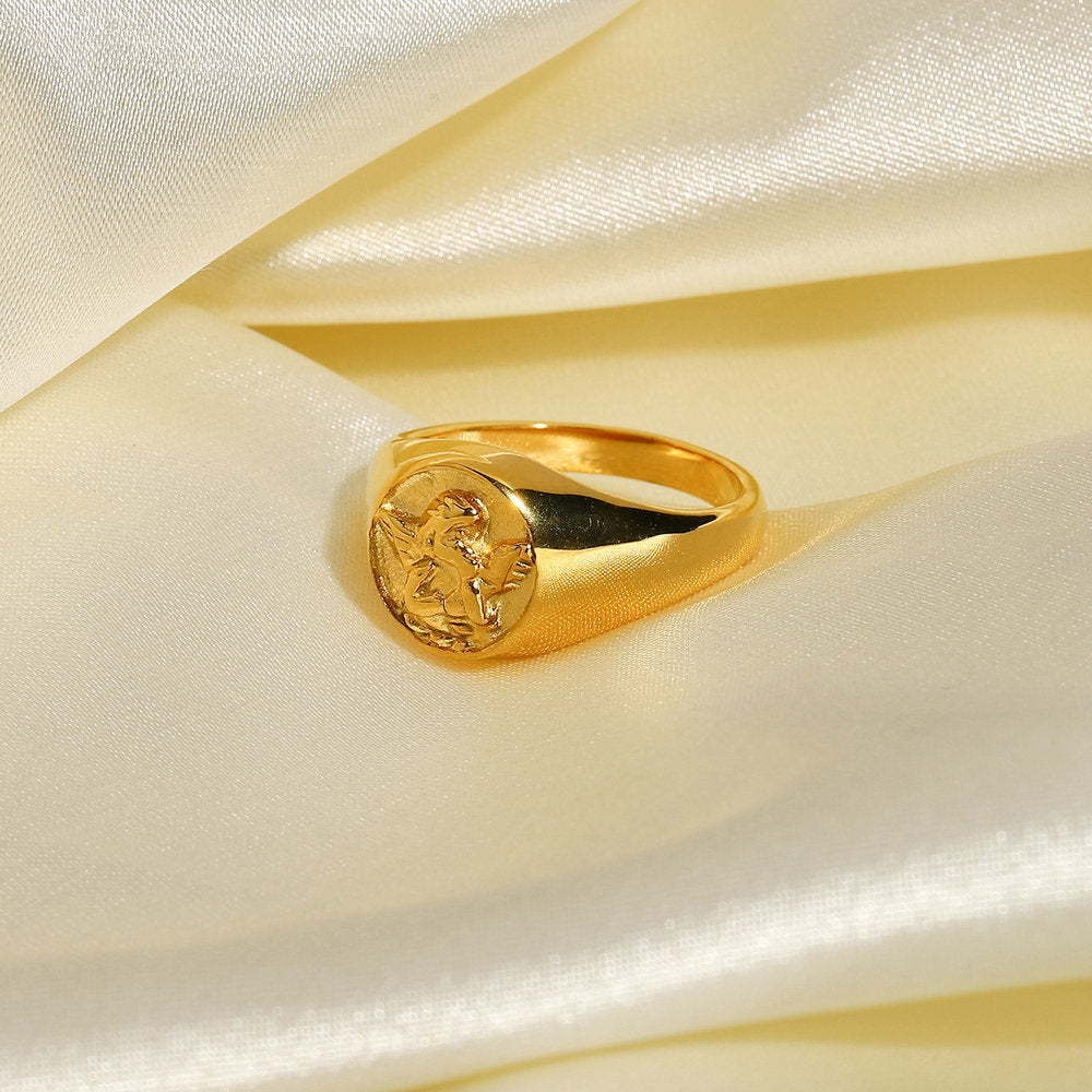 18k gold plated stainless steel Cupid ring