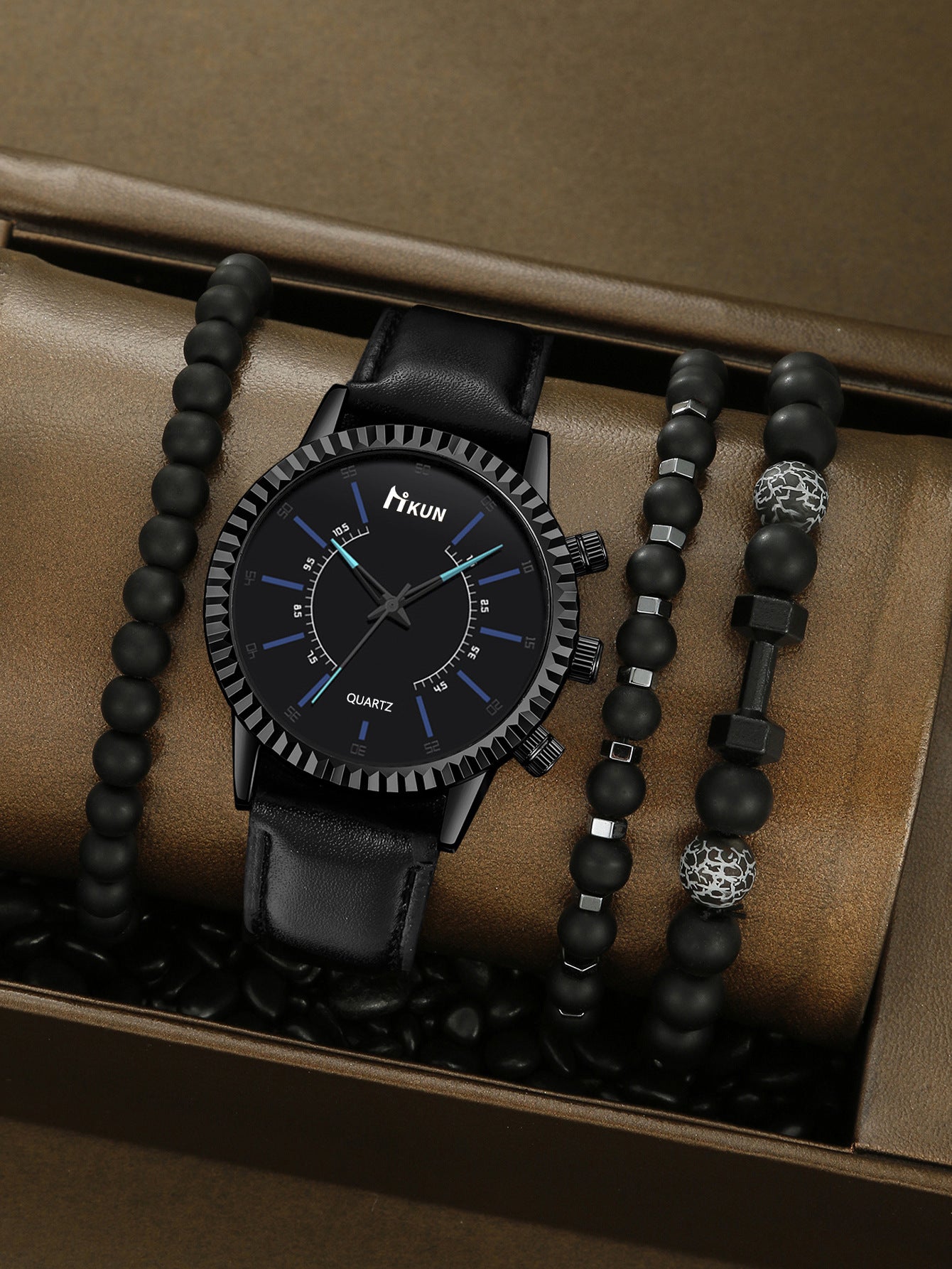 Watch Beaded Alloy Bracelet Set