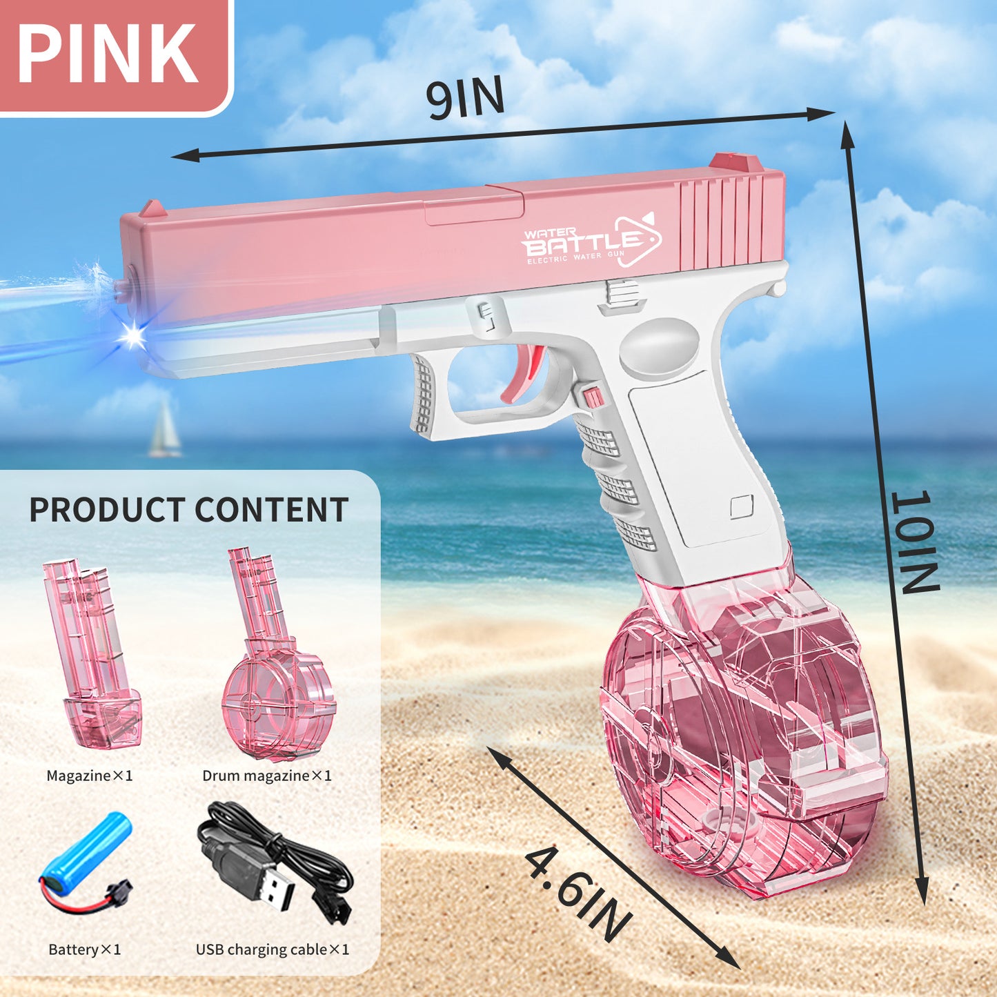 Pistola de agua automática recargable, gran capacidad