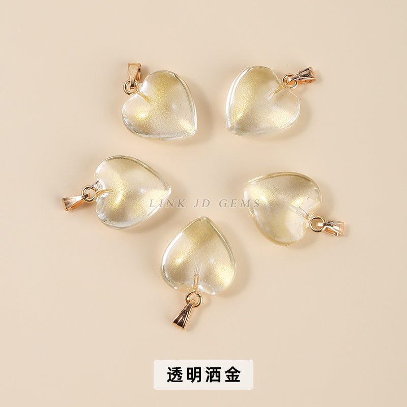 16Mm magic color glazed love-shaped glass pendant