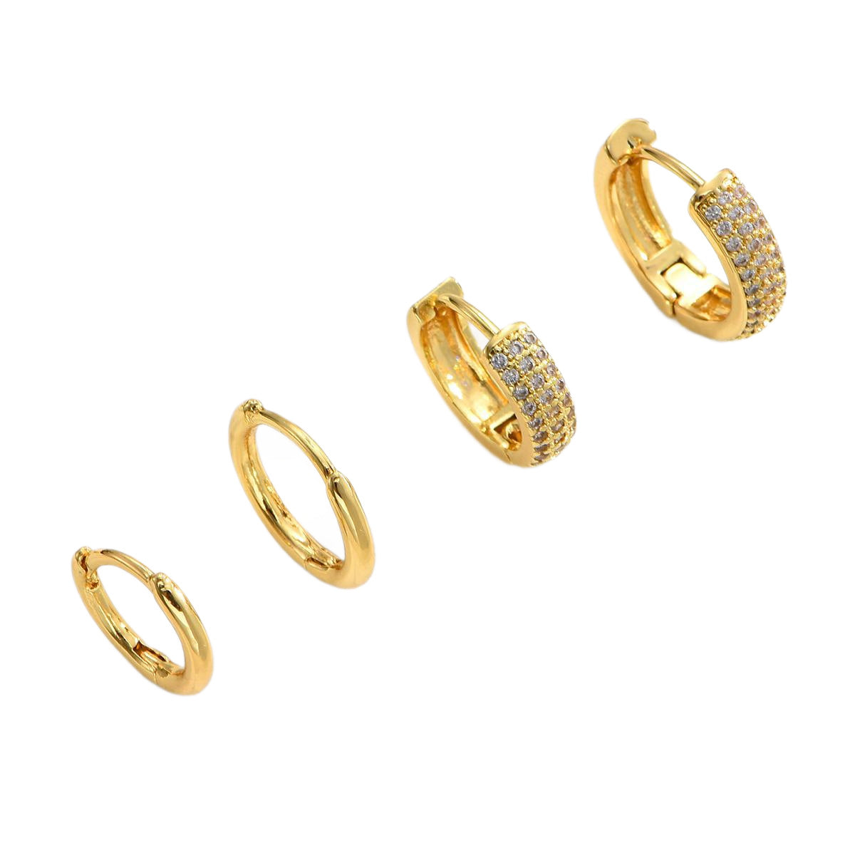 Plaid Diamond Hoop Earrings (Set of 2)