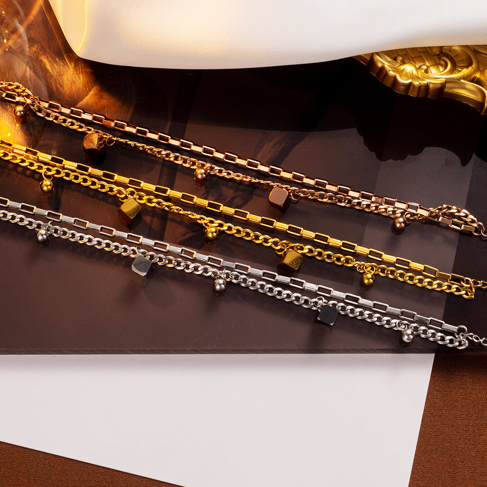 Pulseira geométrica de aço de titânio, joias elegantes de estilo europeu e americano