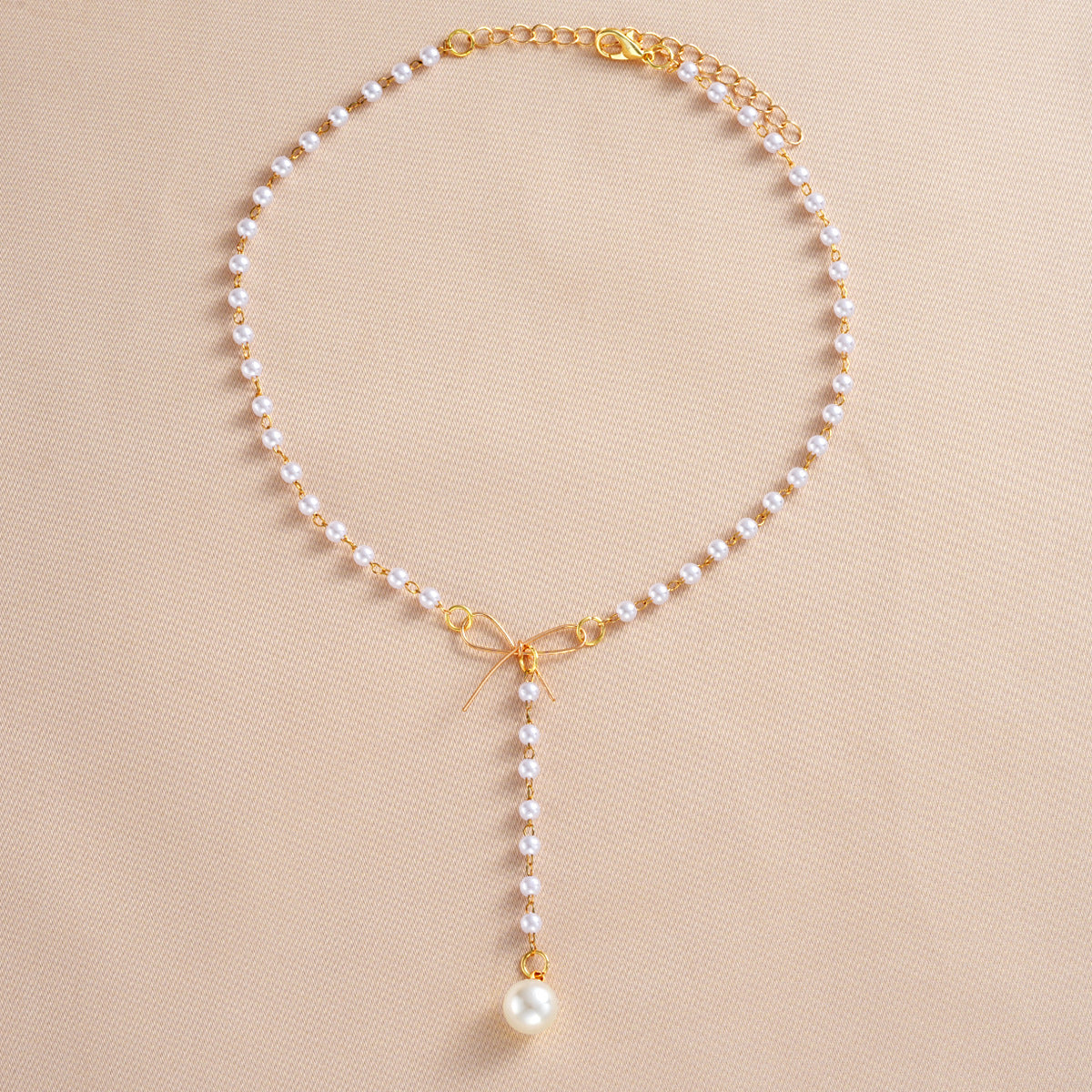 Bow Pearl Collarbone Necklace