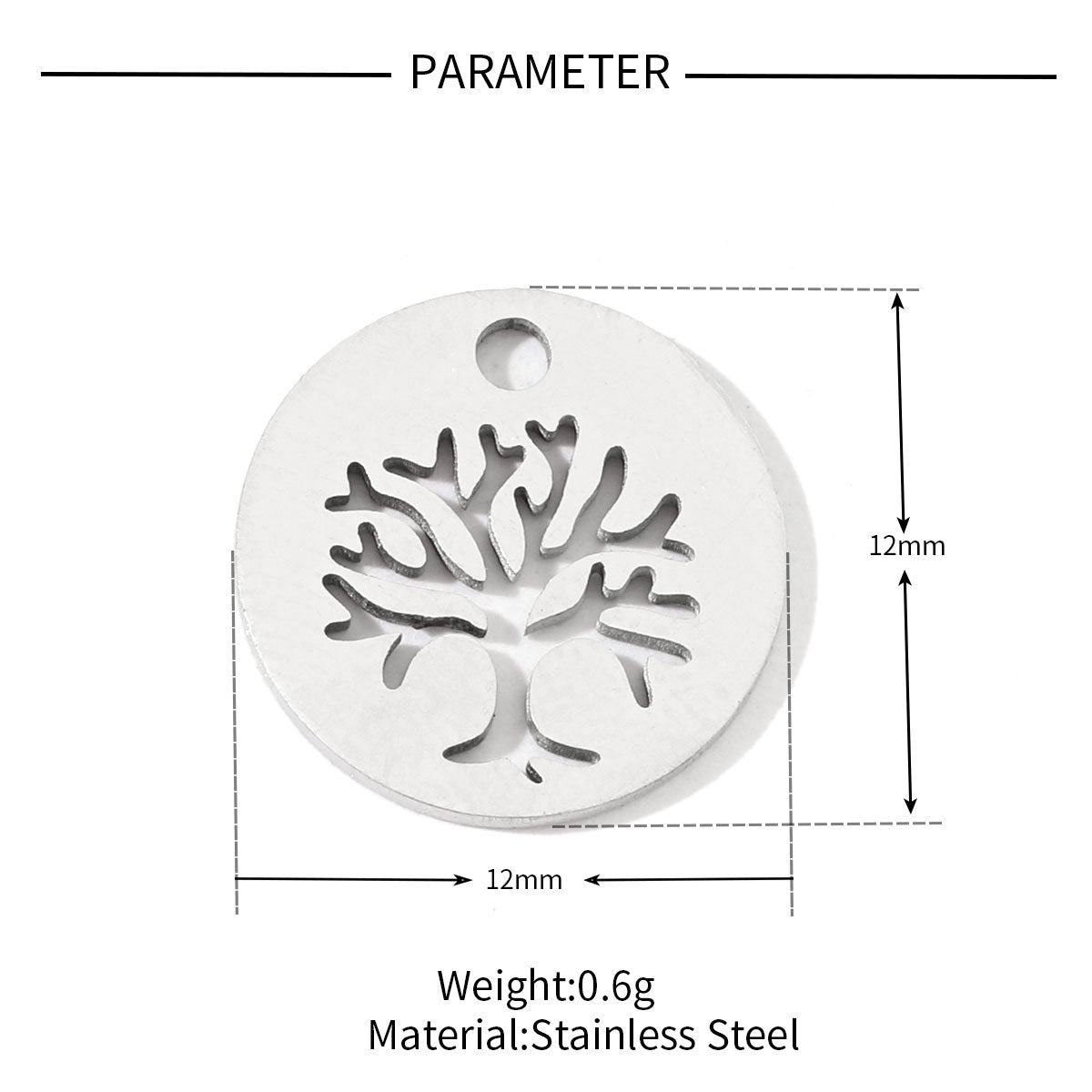 20 pcs/pack Flower Life Tree Hand Titanium Steel Pendant