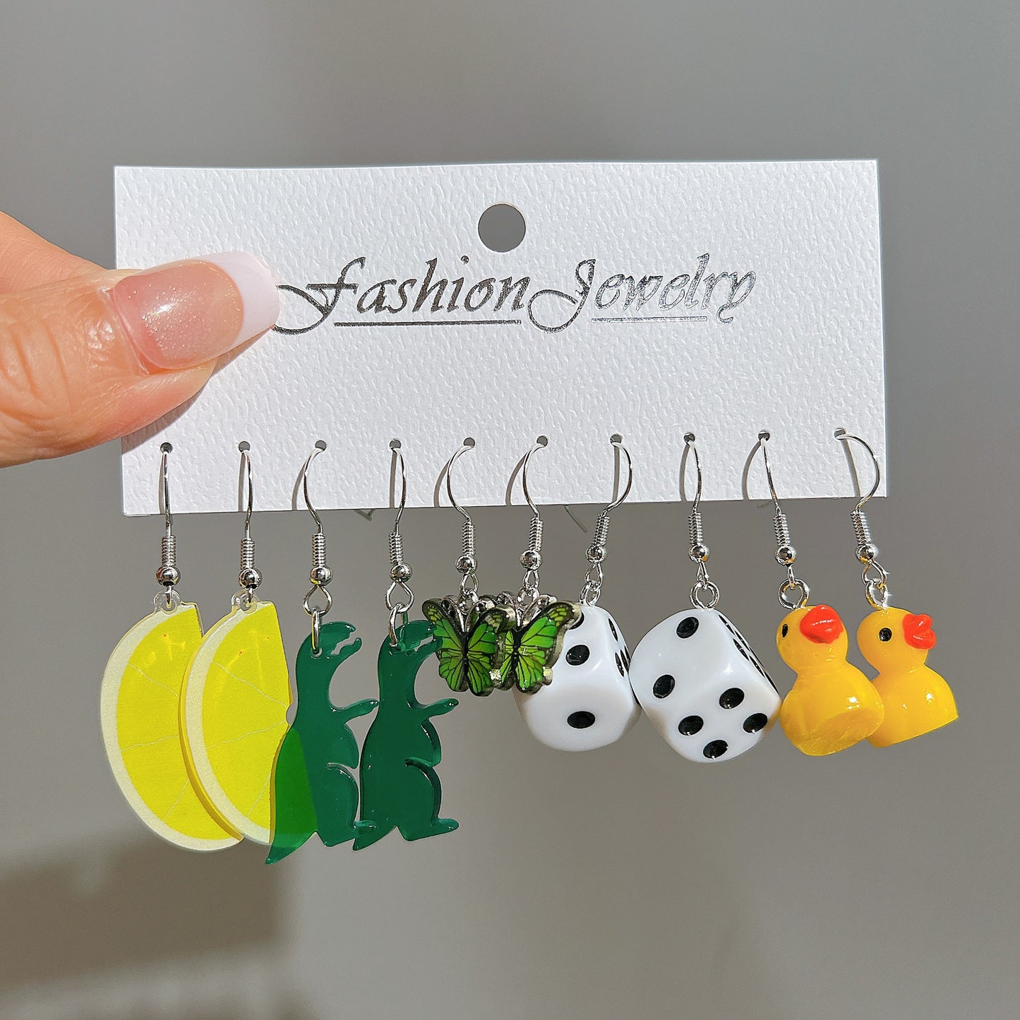 5-piece set of white cloud flower fruit earrings