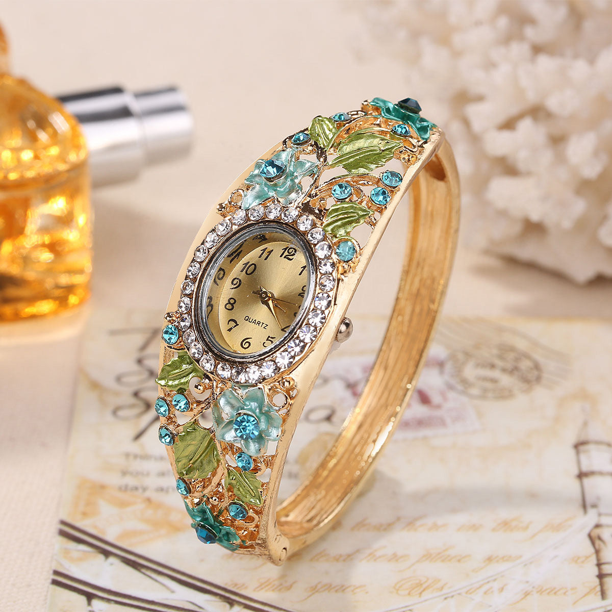 Watch Necklace Earrings Ring Set
