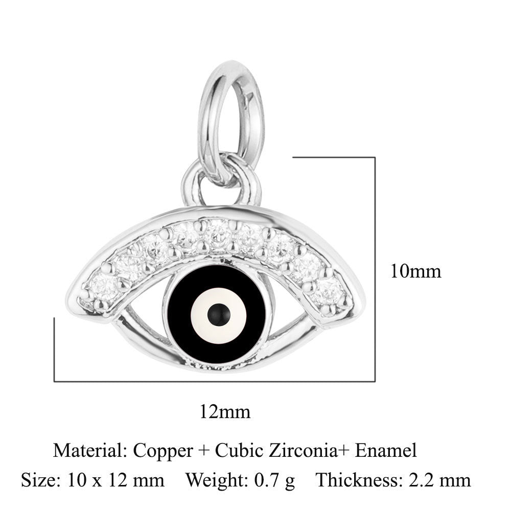 Colgante de cobre y circonita con forma de ojo del diablo y siete cuentas