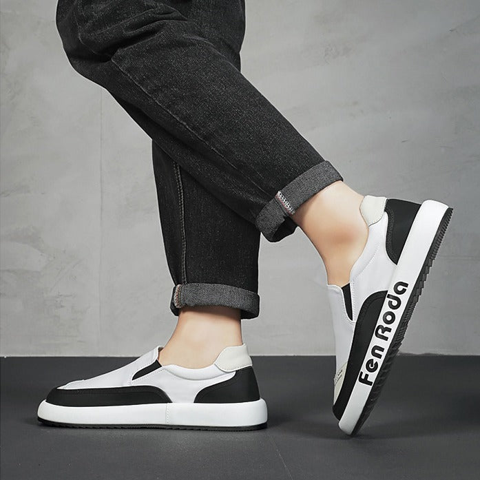 Mocasines sin cordones Zapatos casuales de lona de caña baja transpirables
