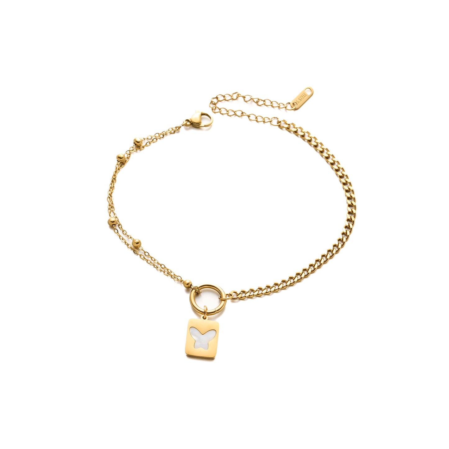 Titanium Steel Butterfly Shell Anklet