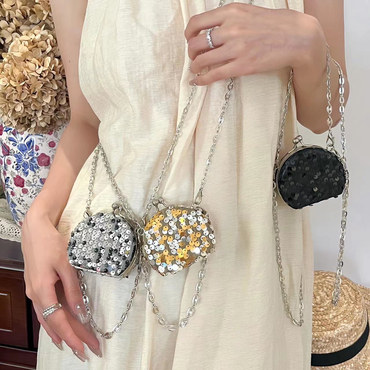Sequin chain bag