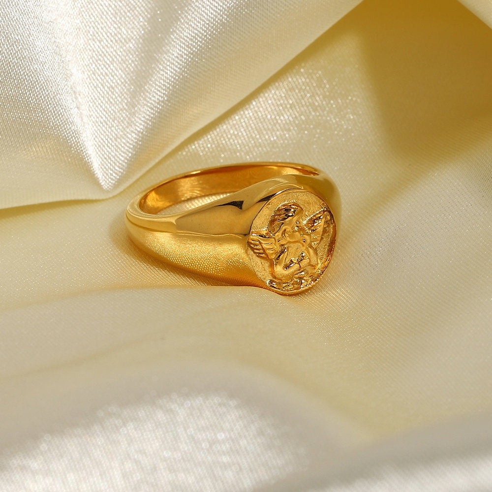 18k gold plated stainless steel Cupid ring