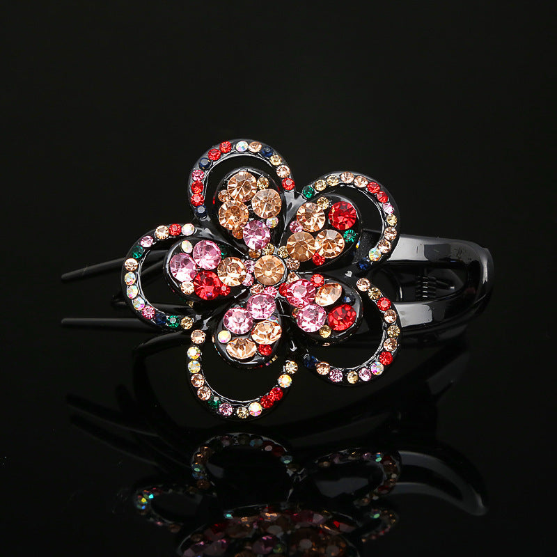 Disc hair five-petaled flower rhinestone grab clip headdress