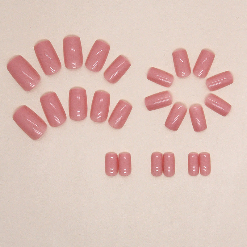 Peach Pink Square Fake Nails