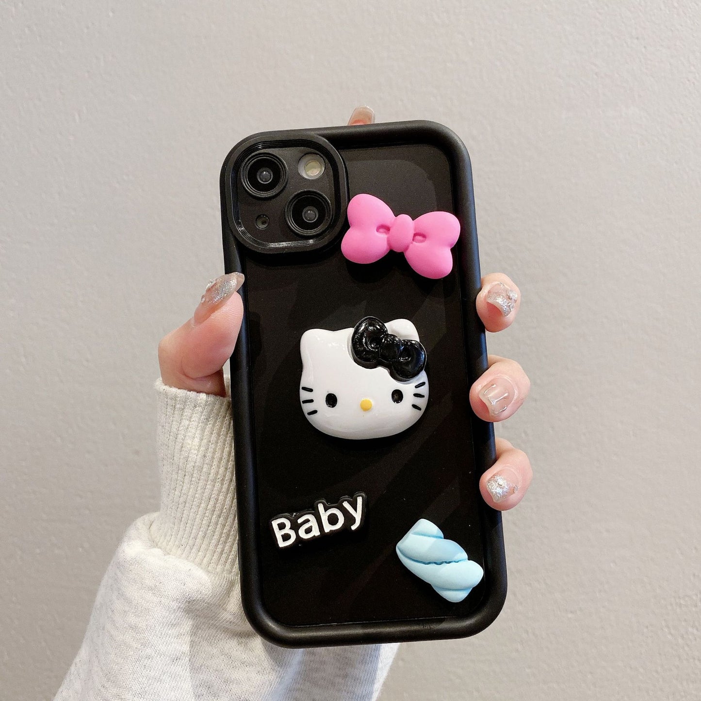 Tall Bamboo Case iPhone15 Pro 12 XR 3D Bow Hello Kitty Full Cover Cute