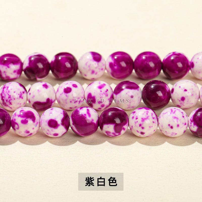 Perlas sueltas de piedra de color lluvia de color sintético, cuentas de jade