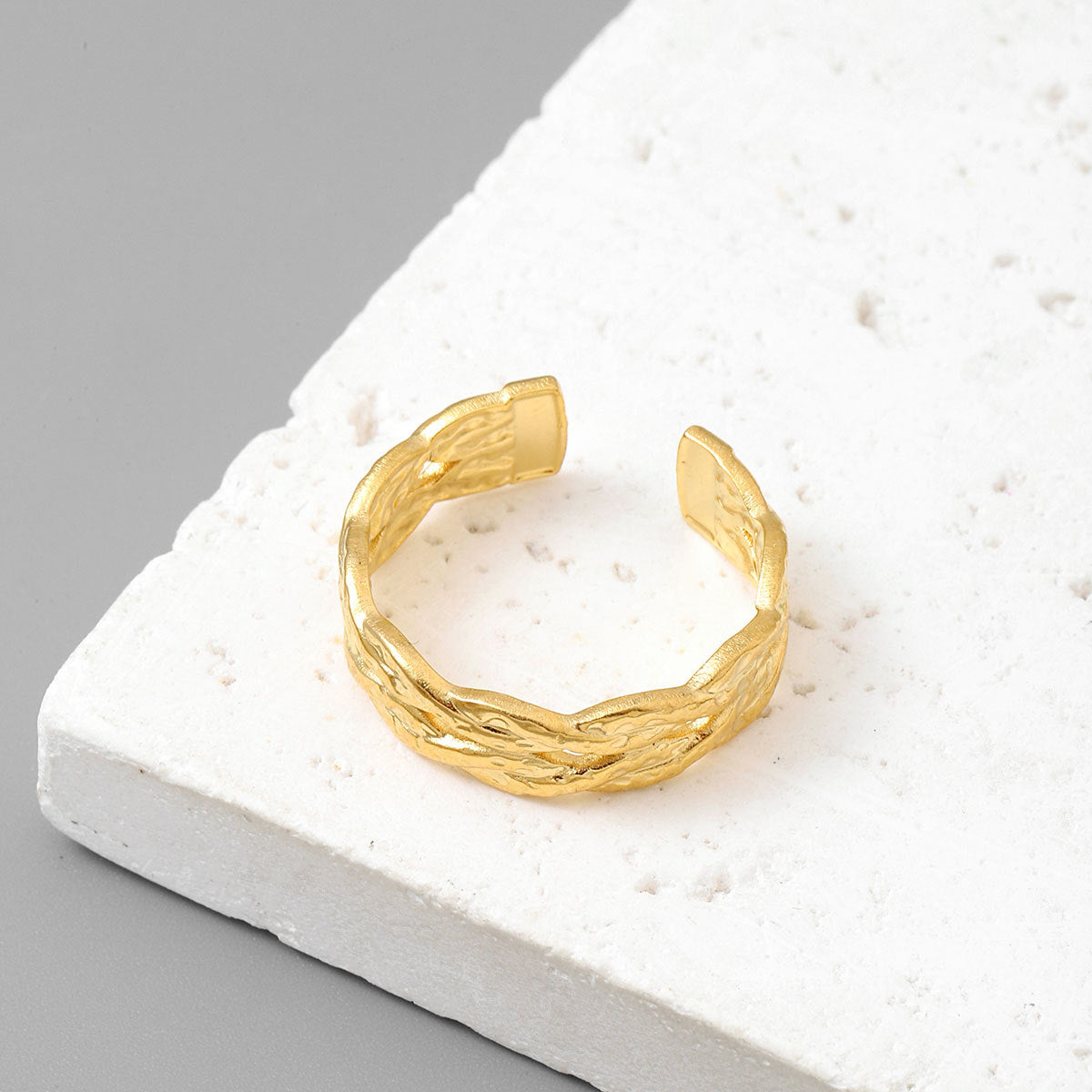 18K real gold titanium steel ring