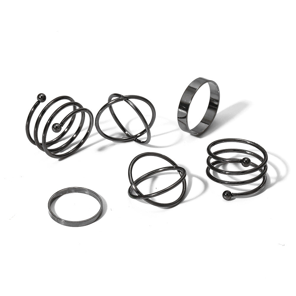 10-piece black ring set for women