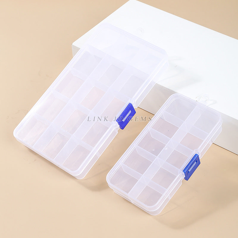 Caja de almacenamiento transparente de plástico PP de 10 rejillas y 15 rejillas