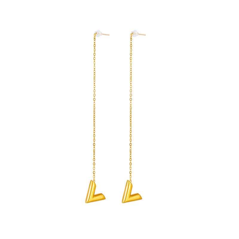 Women's Titanium Steel V-Letter Minimalist Earrings