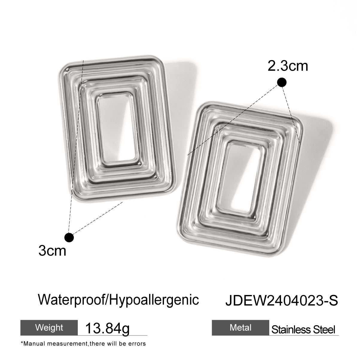 Pendientes rectangulares con forma de remolino hueco