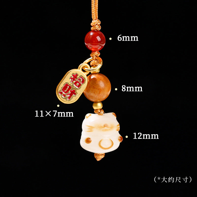 Charcoal Burnt Lucky Cat Claw Mobile Phone Chain Pendant