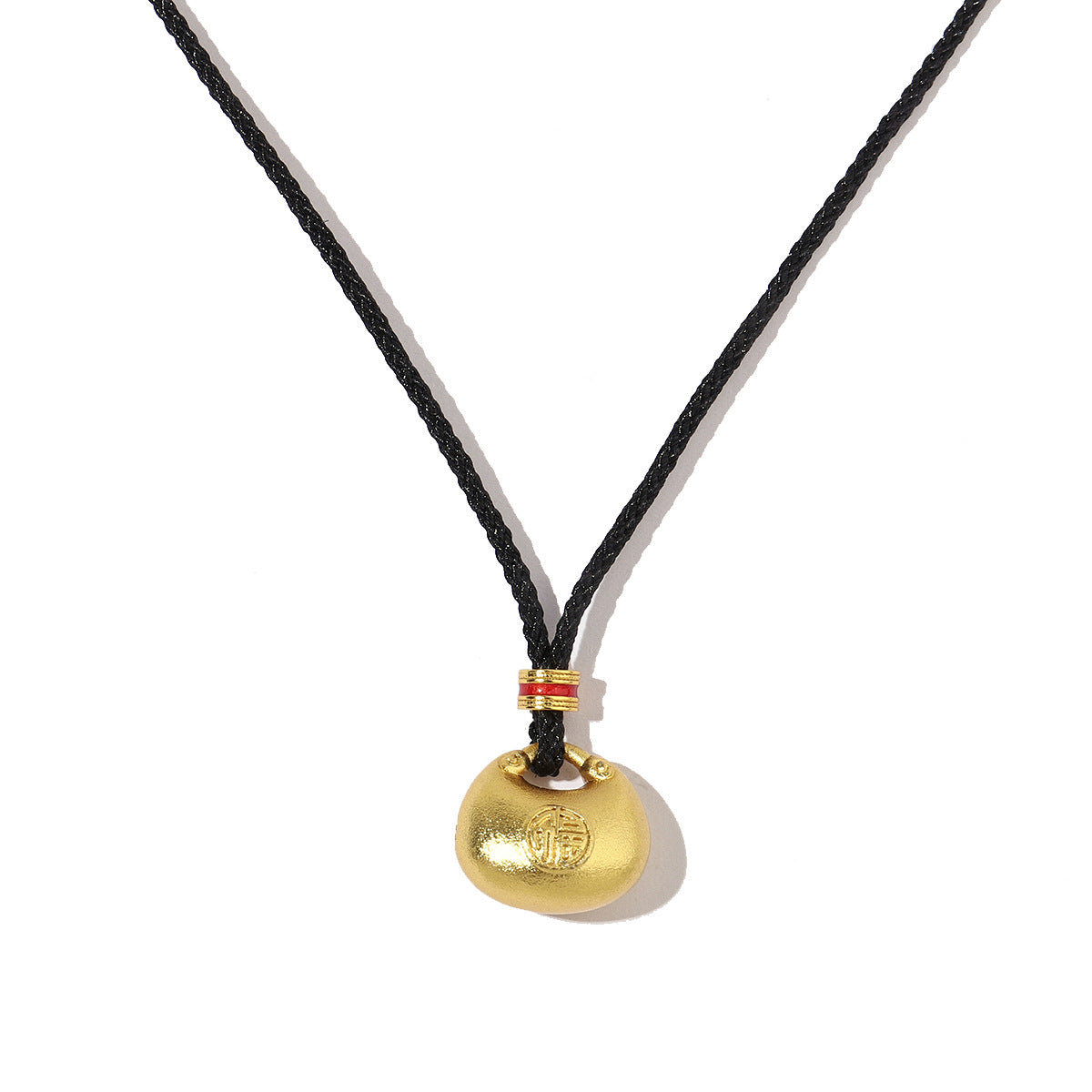 Collar de oro y arena con forma de calabaza y dios de la riqueza bañado en oro real de 24 quilates